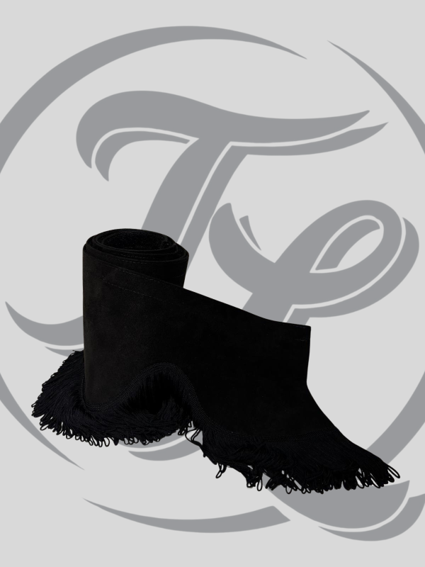 raamband zwart met zwarte franjes