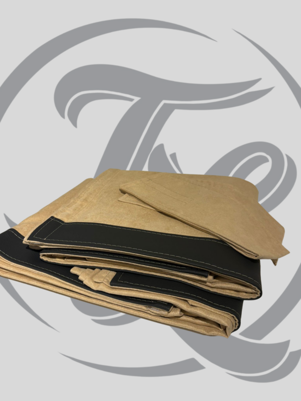 set zijgordijnen met een leren bies