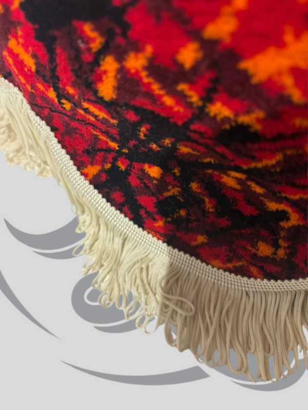 rode pluche raamband met creme korte franjes - Afbeelding 2